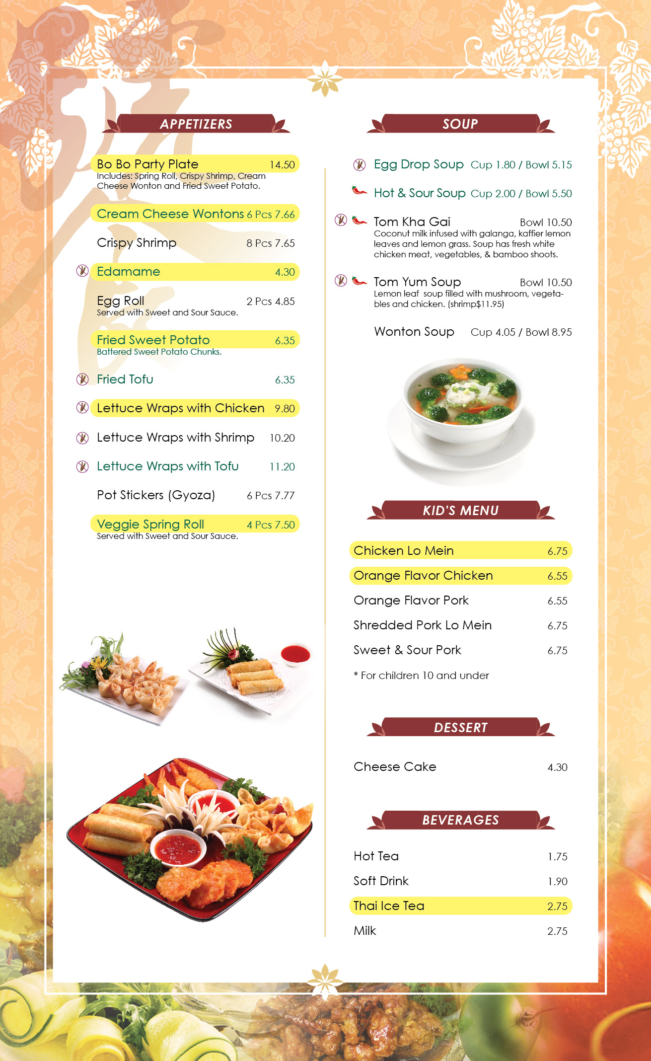 Menu Page three